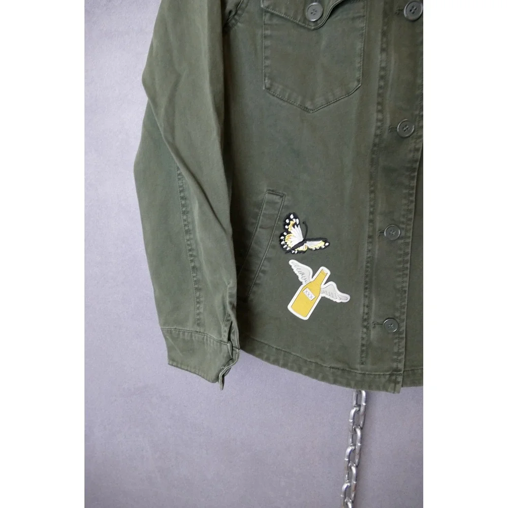 Levi's Military Style Olive Green Shirt Jacket Patches Star Eagle Womens Medium‎ - Picture 5 of 11